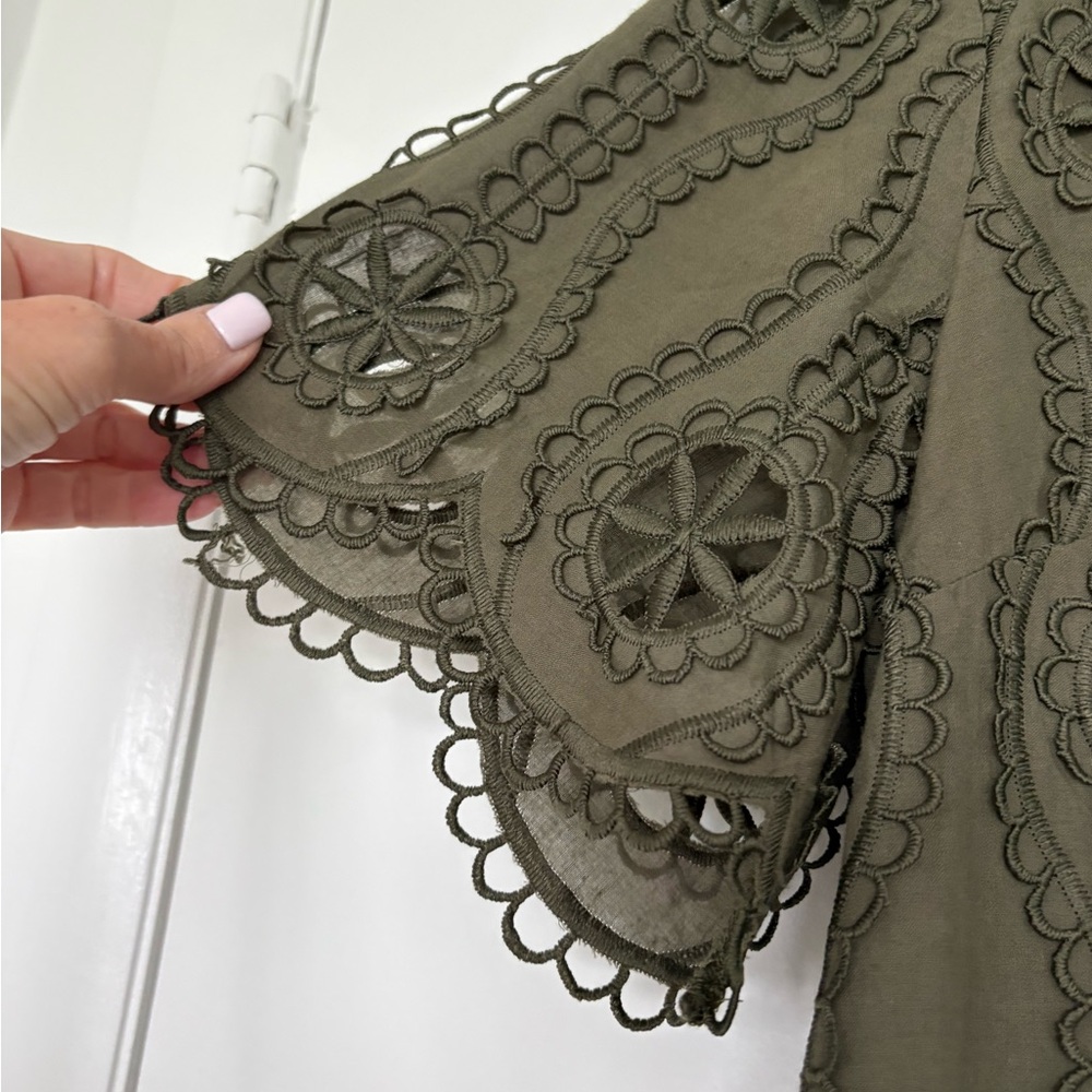 NEW WITH TAGS!!!! English Factory Olive Lace-Trim Polo Mini Dress - Picture 7 of 8